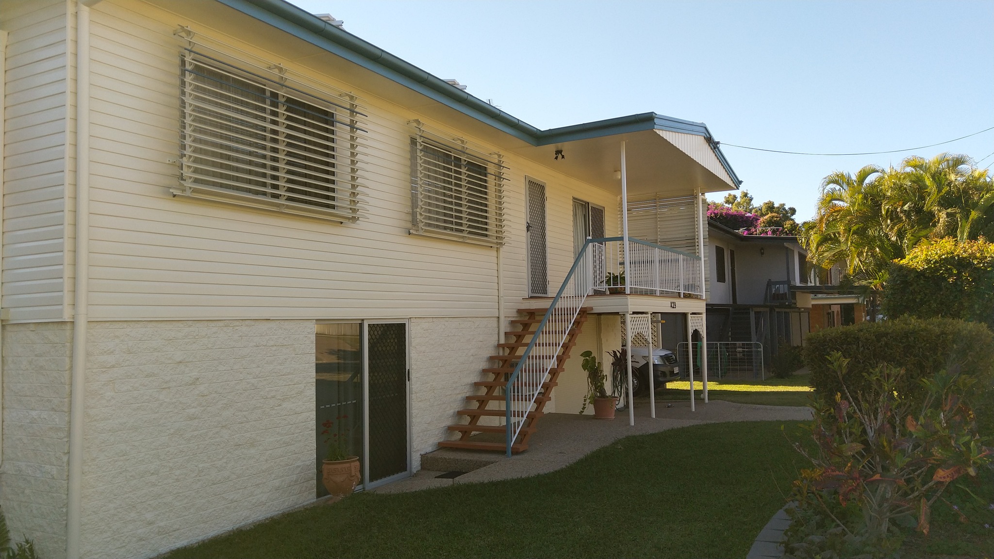 Balcony with Brown Trim